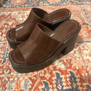 Brown patent leather sandals!